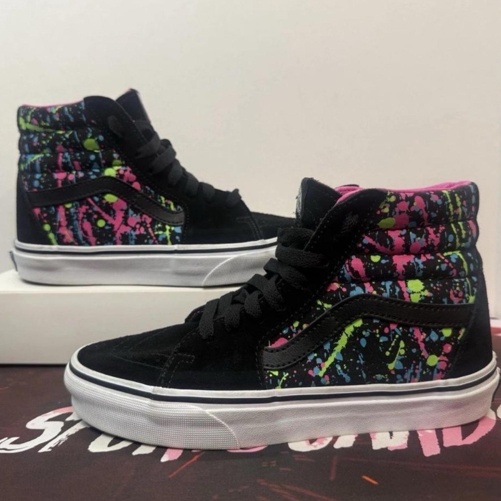 Vans Sk8 Hi Reissue Paint Splatter High Top Shoes Womens 6 Men’s 4.5 Very Clean